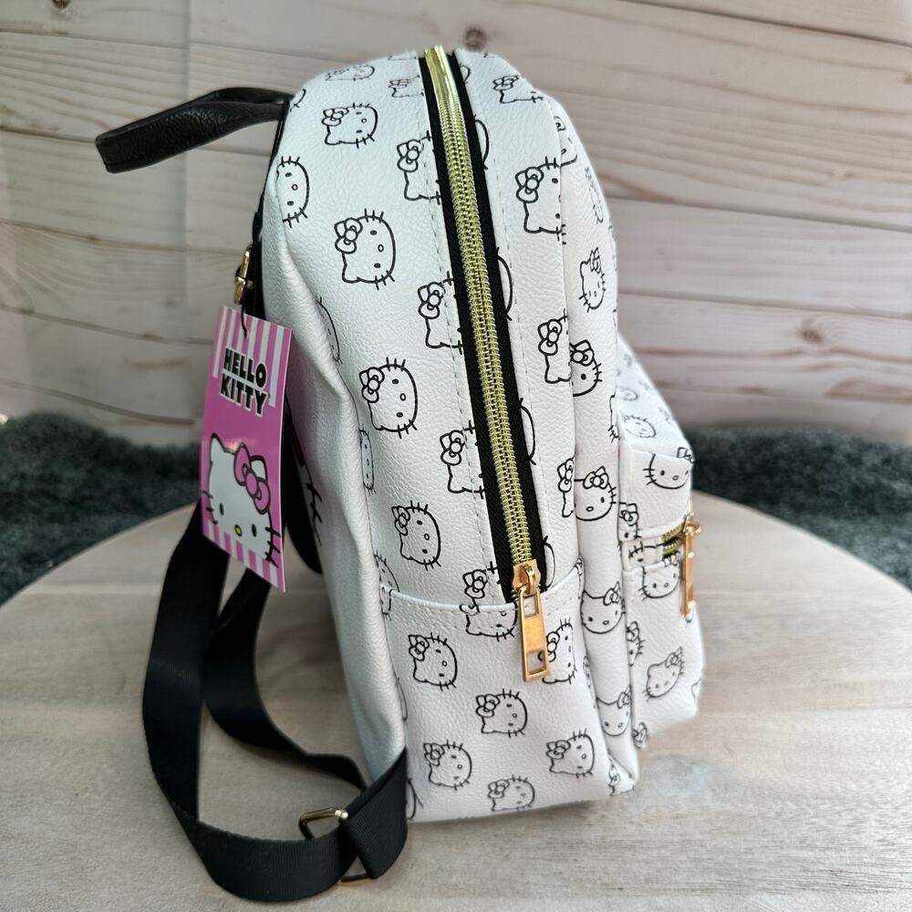 Hello Kitty Mini Backpack White Red Bow Faux Leather Sanrio 10" - Picture 10 of 16